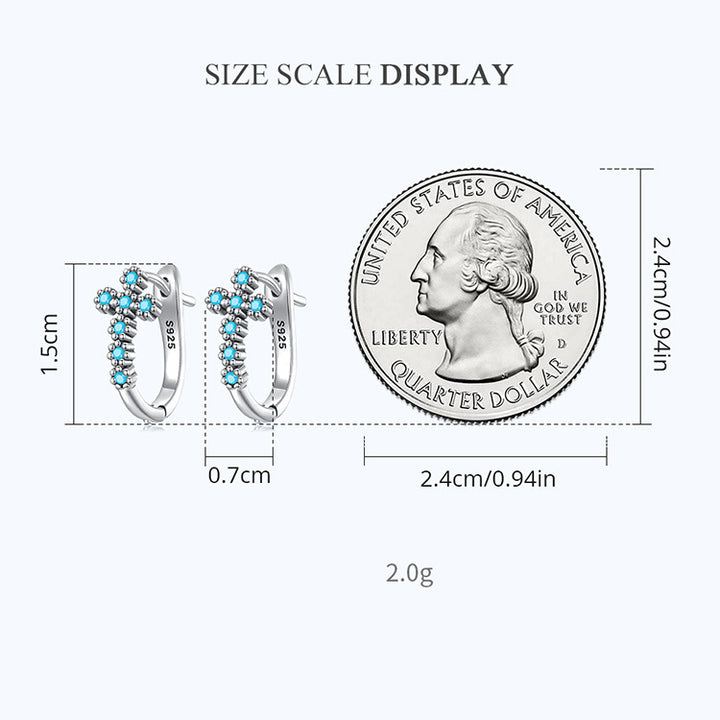 Boucles d'oreilles à tige en forme de croix solaire et mauvais œil turquoise Olivenorma