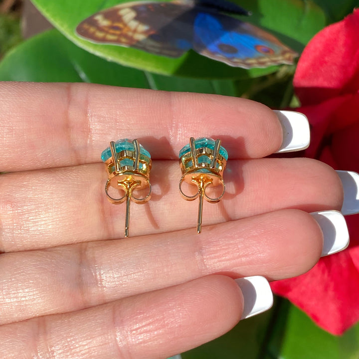 Collier et boucles d'oreilles en tourmaline Paraiba en forme de cœur Olivenorma