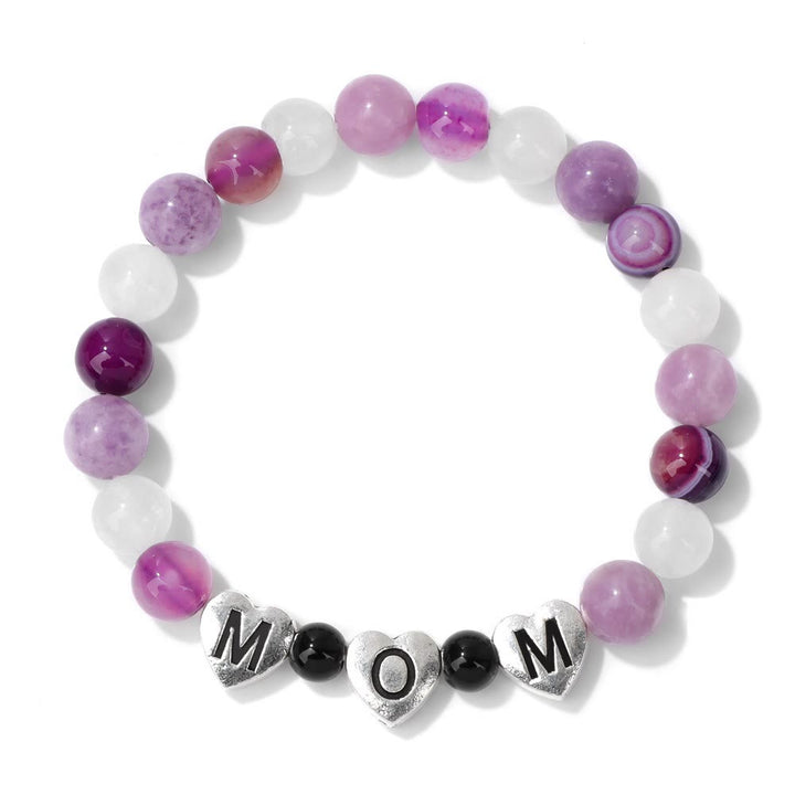 Bracelet de perles en agate violette et lépidolite Olivenorma, cadeau pour maman