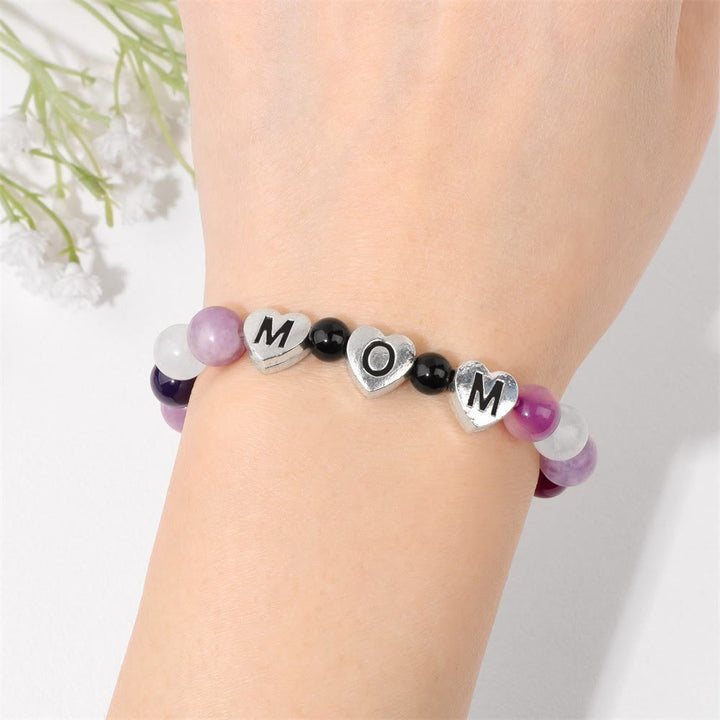 Bracelet de perles en agate violette et lépidolite Olivenorma, cadeau pour maman