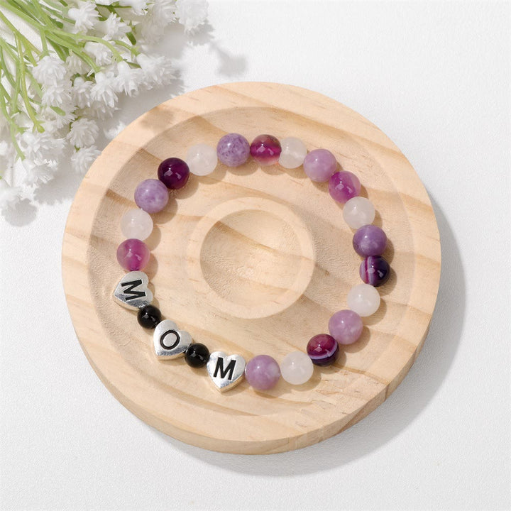 Bracelet de perles en agate violette et lépidolite Olivenorma, cadeau pour maman