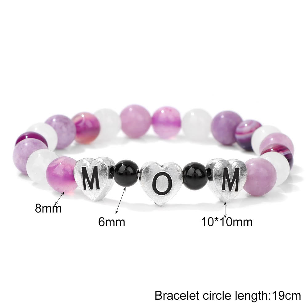 Bracelet de perles en agate violette et lépidolite Olivenorma, cadeau pour maman