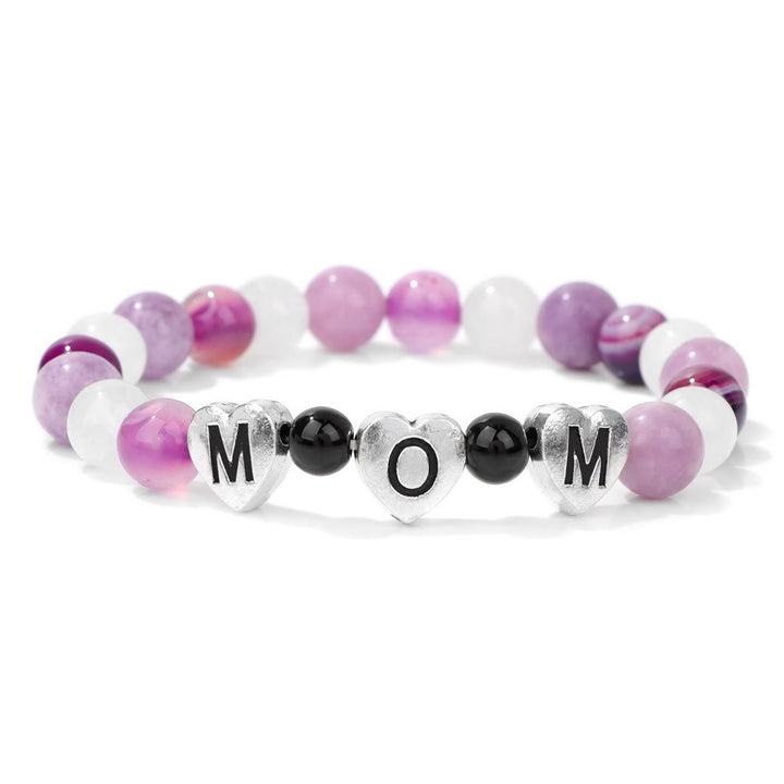 Bracelet de perles en agate violette et lépidolite Olivenorma, cadeau pour maman