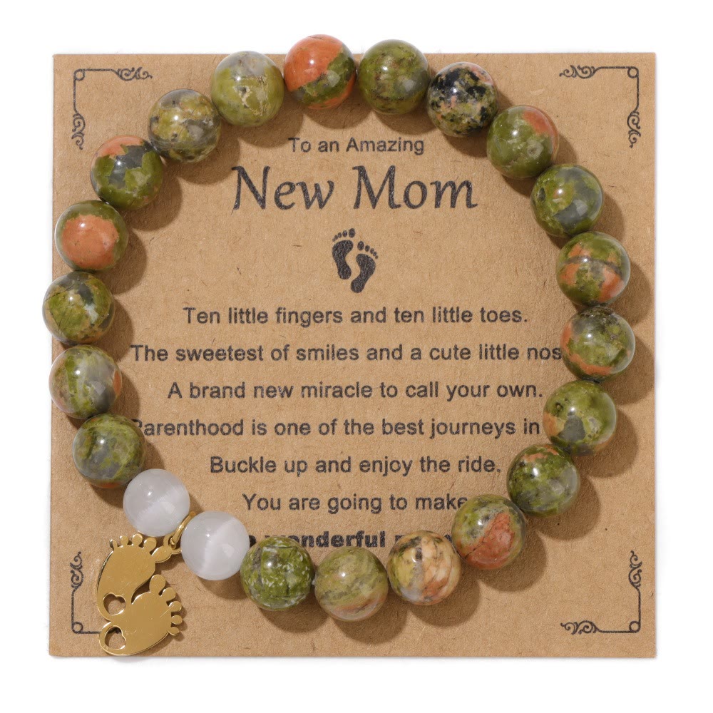 Bracelet en perles de pierre naturelle Olivenorma « Nouvelle maman »