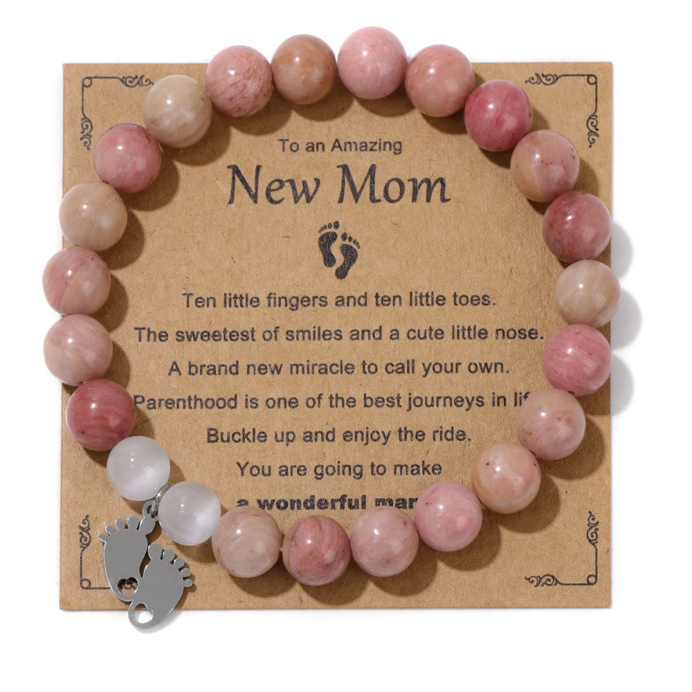 Bracelet en perles de pierre naturelle Olivenorma « Nouvelle maman »