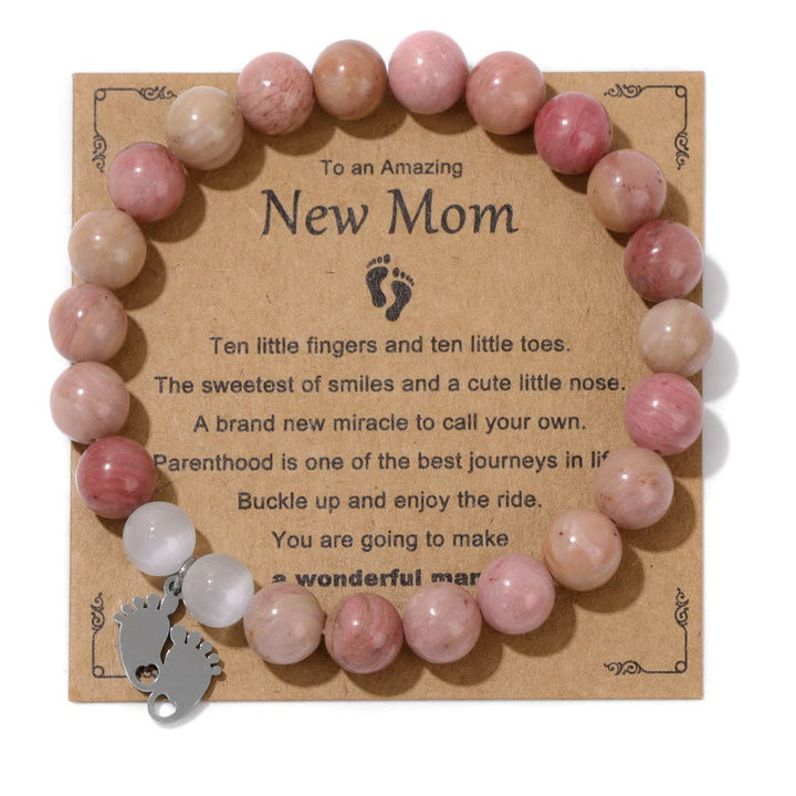 Bracelet en perles de pierre naturelle Olivenorma « Nouvelle maman »