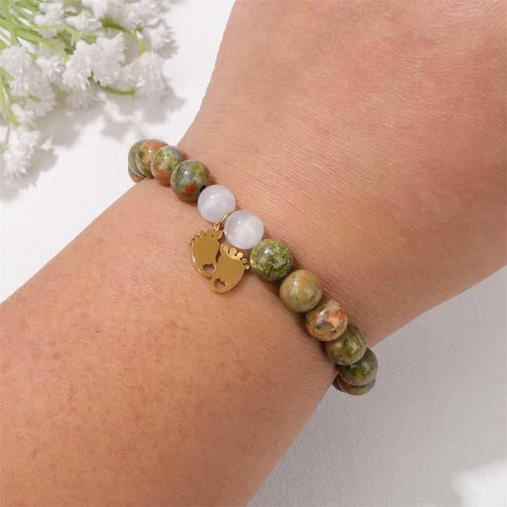 Bracelet en perles de pierre naturelle Olivenorma « Nouvelle maman »