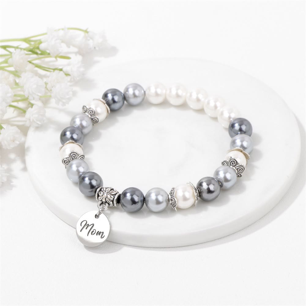 Bracelet en acier inoxydable avec pendentif en perle pour maman Olivenorma