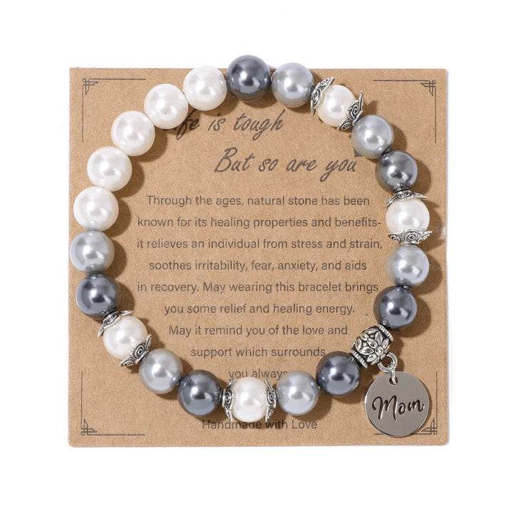 Bracelet en acier inoxydable avec pendentif en perle pour maman Olivenorma