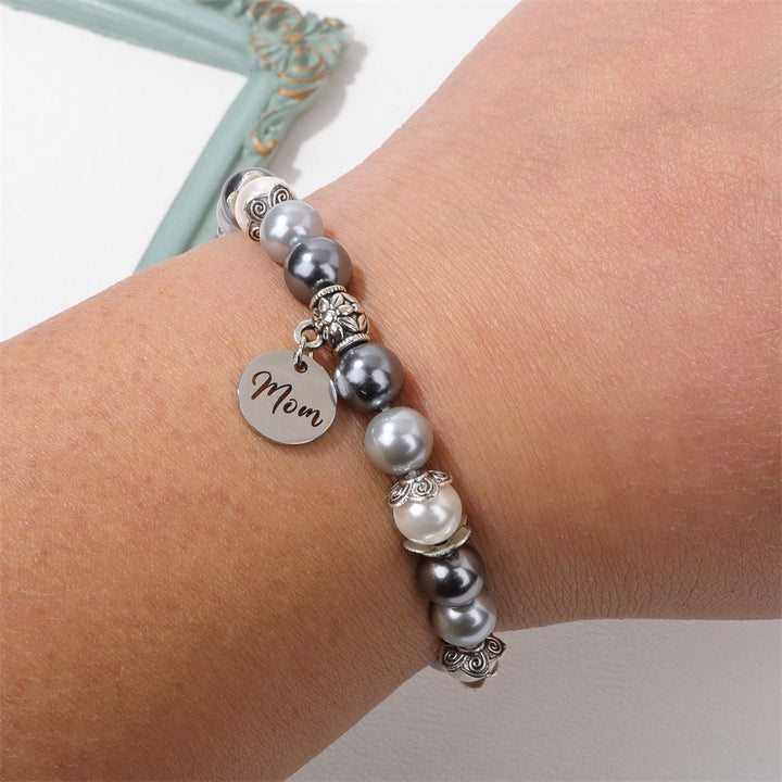 Bracelet en acier inoxydable avec pendentif en perle pour maman Olivenorma