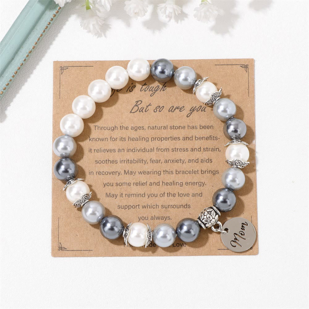 Bracelet en acier inoxydable avec pendentif en perle pour maman Olivenorma