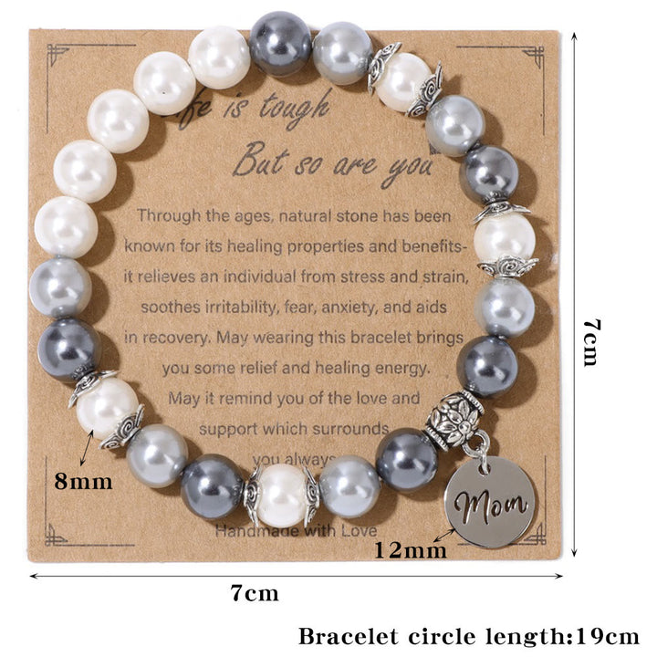 Bracelet en acier inoxydable avec pendentif en perle pour maman Olivenorma