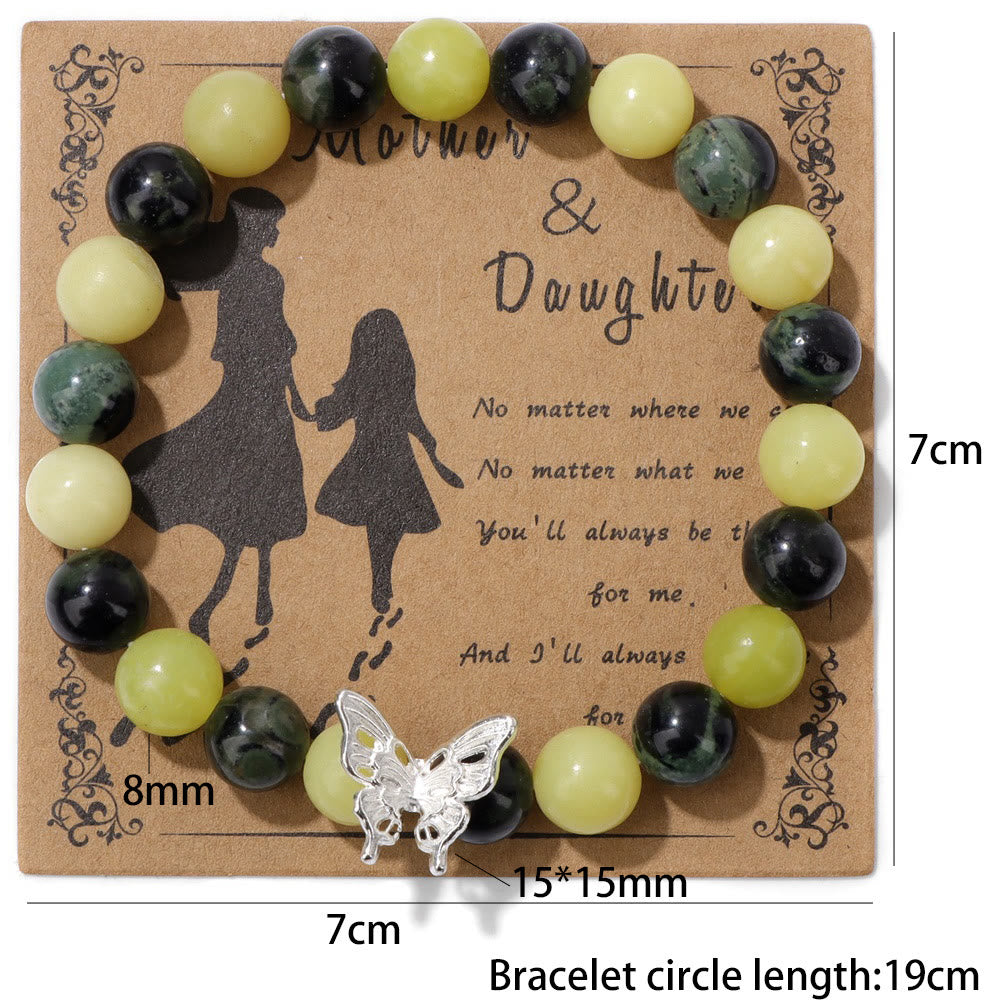 Bracelet décoratif en perles de pierre naturelle Olivenorma avec papillon