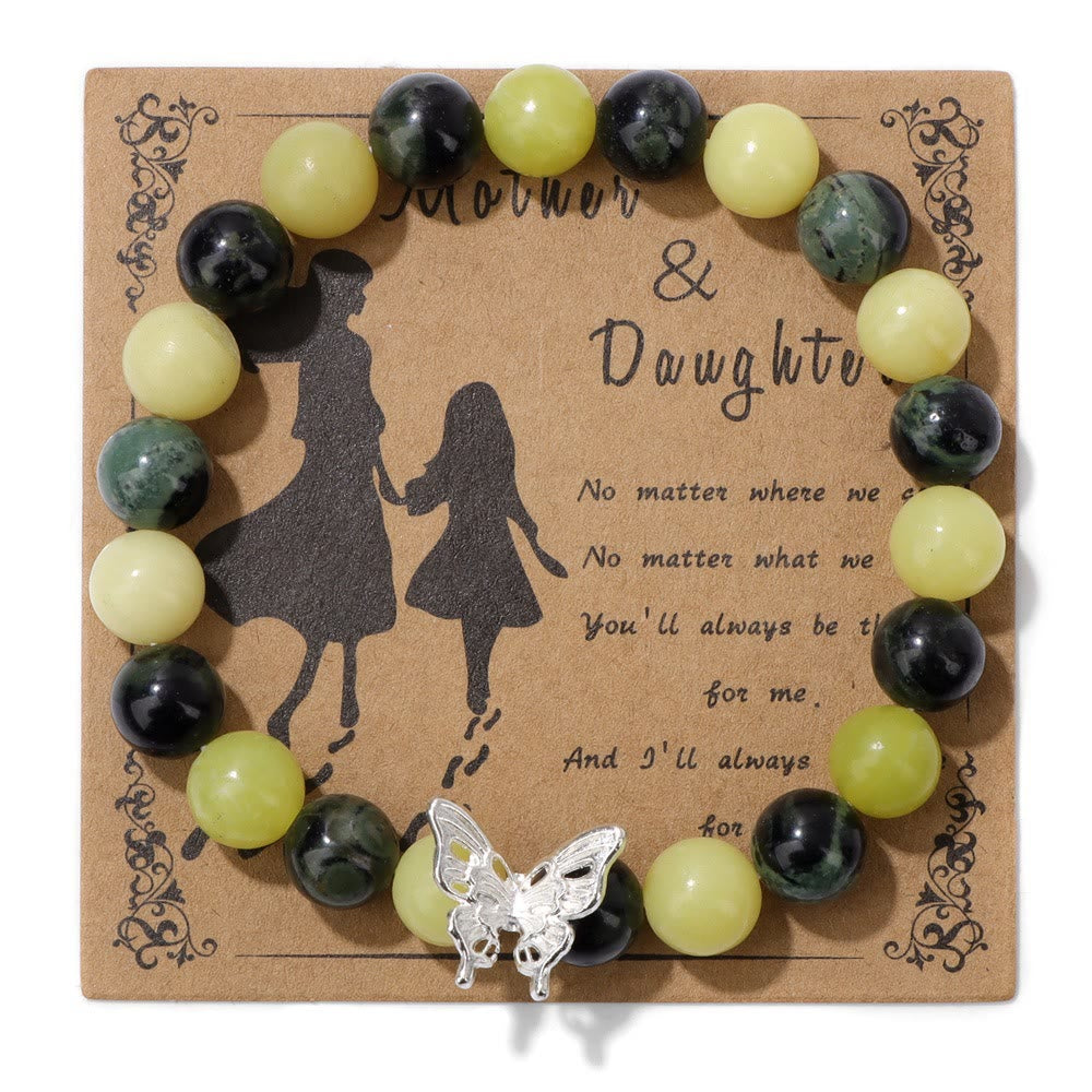 Bracelet décoratif en perles de pierre naturelle Olivenorma avec papillon