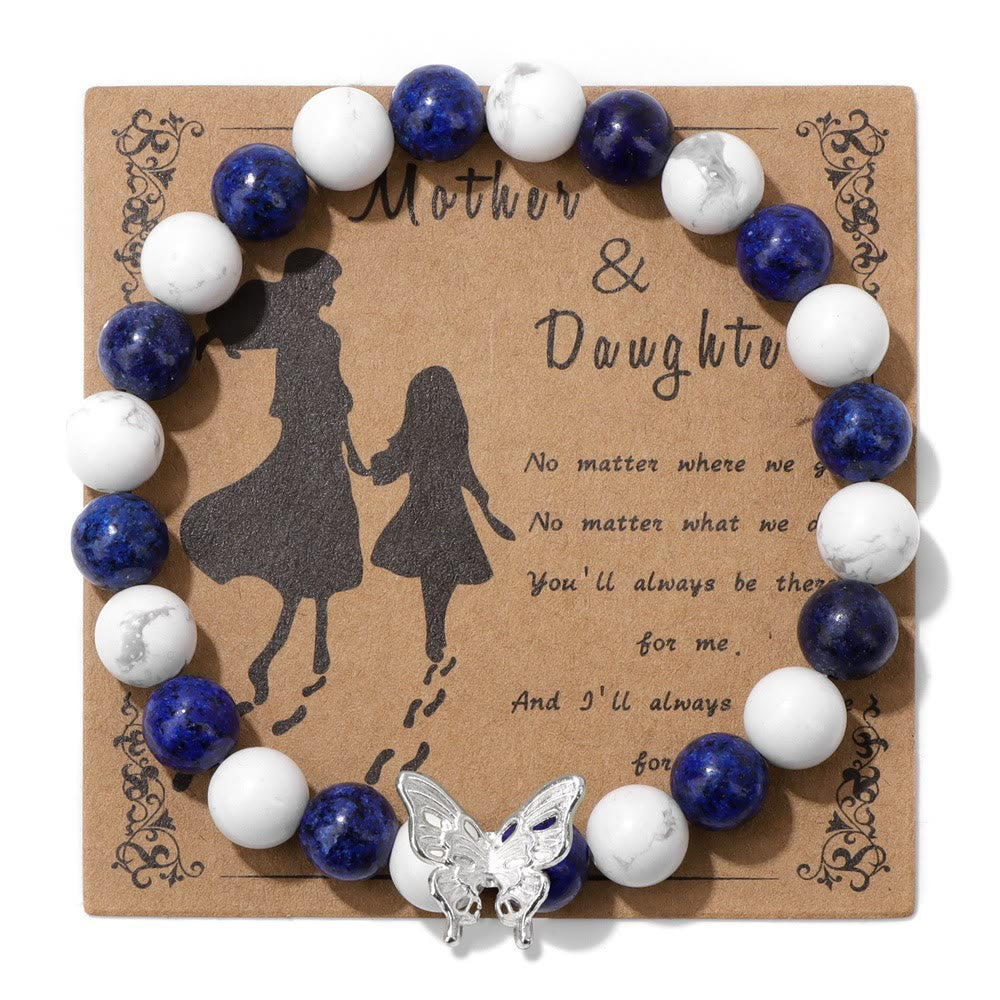 Bracelet décoratif en perles de pierre naturelle Olivenorma avec papillon