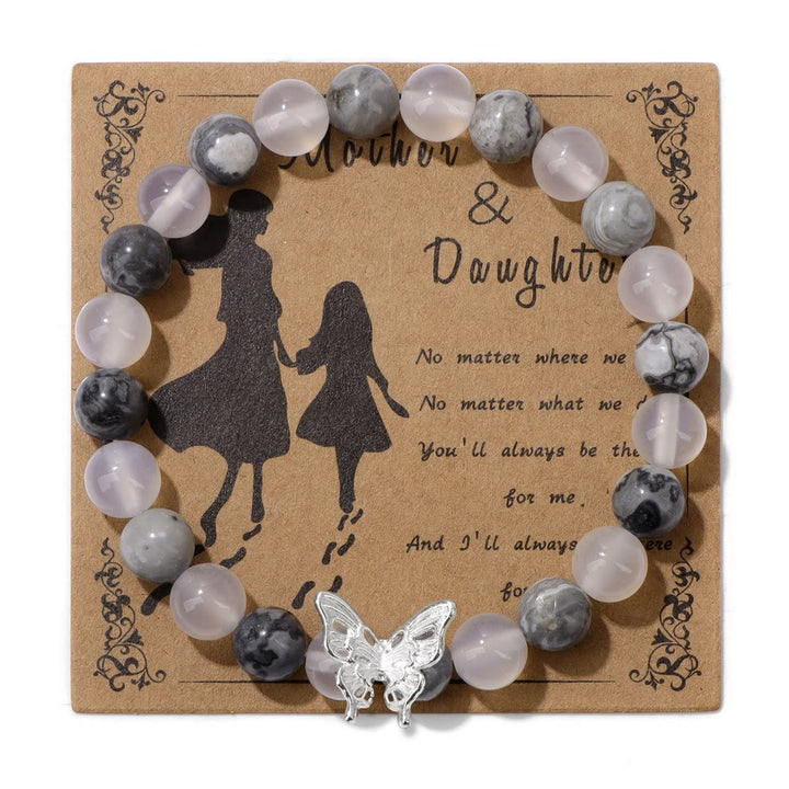 Bracelet décoratif en perles de pierre naturelle Olivenorma avec papillon