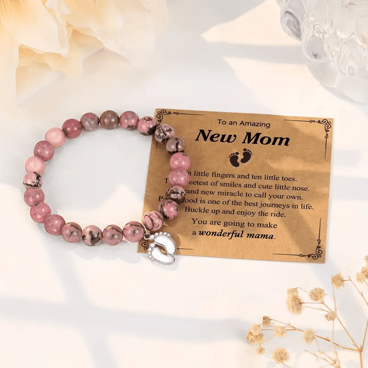 Bracelet en perles de pierre naturelle Olivenorma pour les nouvelles mamans