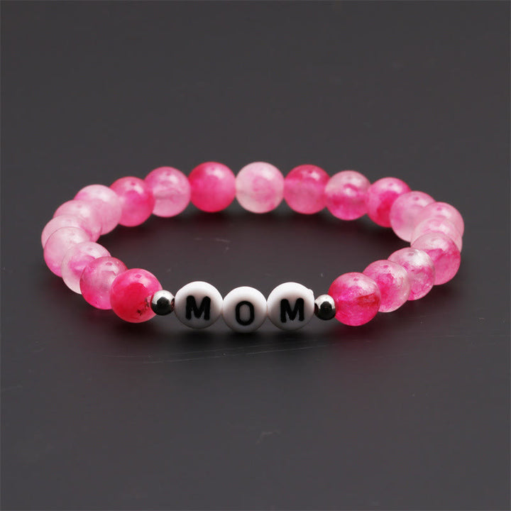 Bracelet en perles de quartz rose fleur de cerisier Olivenorma « MOM »