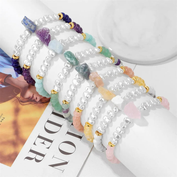 Bracelet Olivenorma en perles de cristal naturel irrégulières de 6 mm