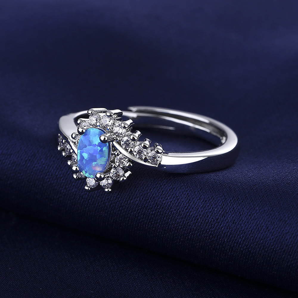 Bague ajustable en opale bleue « Surrounding » Olivenorma