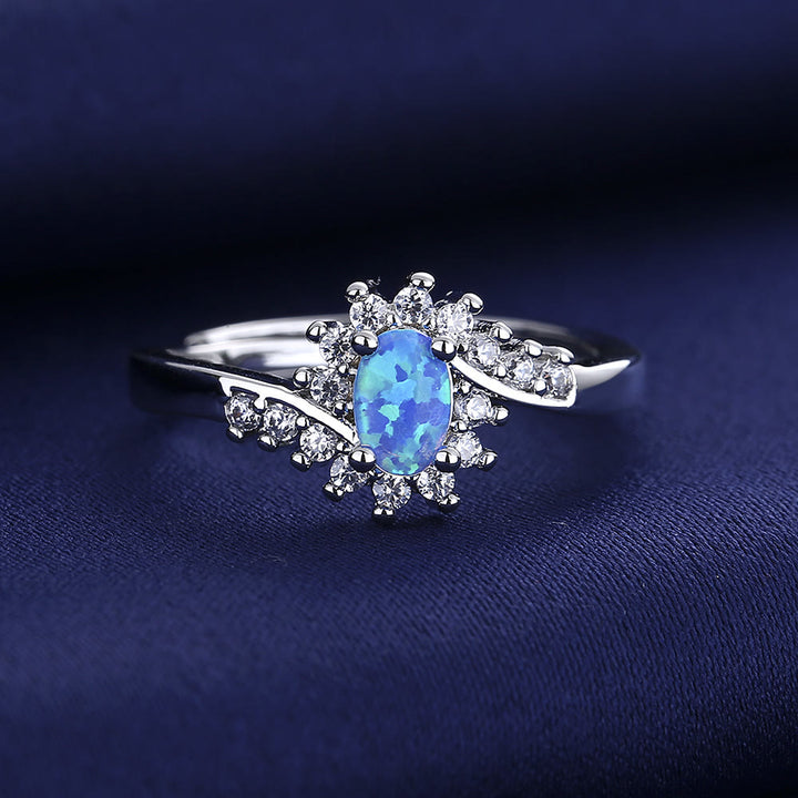 Bague ajustable en opale bleue « Surrounding » Olivenorma