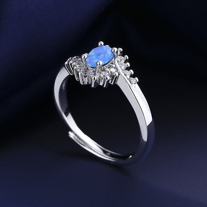 Bague ajustable en opale bleue « Surrounding » Olivenorma