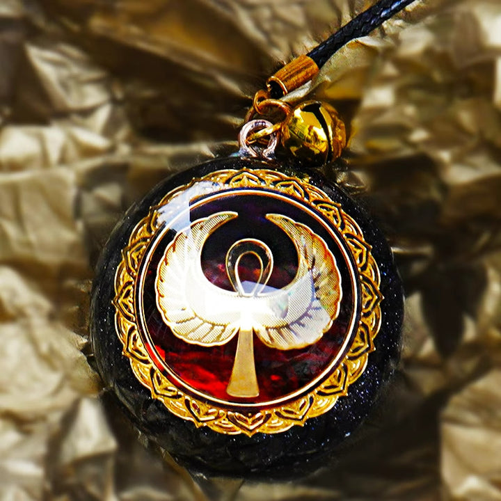 Collier Orgone OM en Agate Rouge et Grès Bleu Olivenorma
