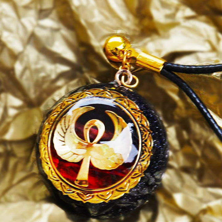 Collier Orgone OM en Agate Rouge et Grès Bleu Olivenorma