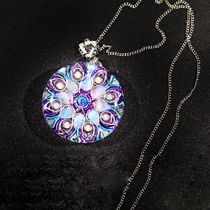 Collier porte-bonheur en orgonite avec pierre de lune et aigue-marine Olivenorma « Déesse du clair de lune »