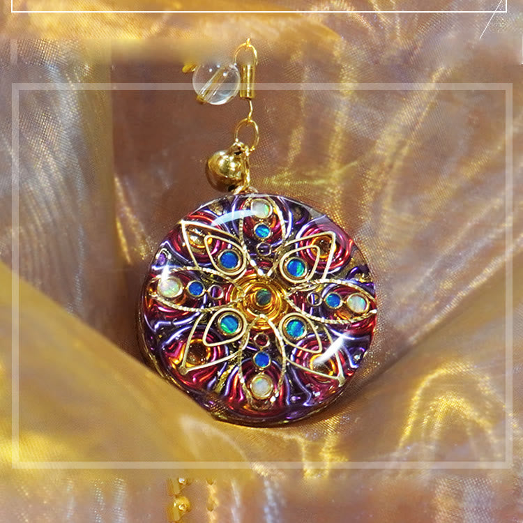 Collier amulette orgone en jaspe rouge et opale Olivenorma