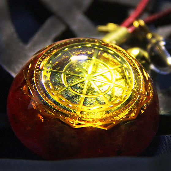 Collier Orgonite en Quartz Rhodochrosite Fraise Olivenorma