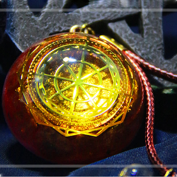 Collier Orgonite en Quartz Rhodochrosite Fraise Olivenorma