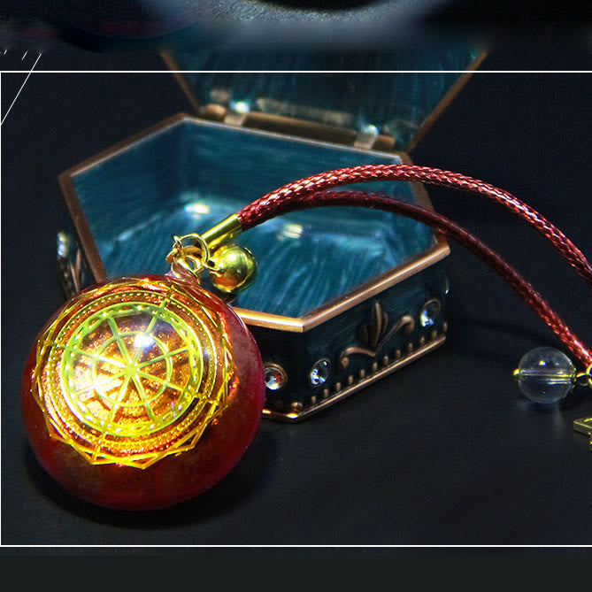 Collier Orgonite en Quartz Rhodochrosite Fraise Olivenorma