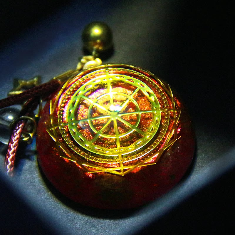 Collier Orgonite en Quartz Rhodochrosite Fraise Olivenorma