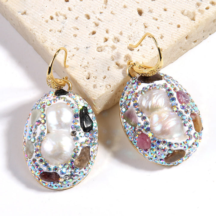 Ensemble de bijoux en perles d'eau douce morganite et tourmaline Olivenorma