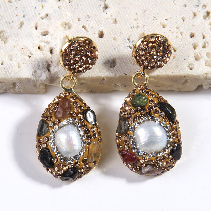 Ensemble de bijoux en perles d'eau douce morganite et tourmaline Olivenorma