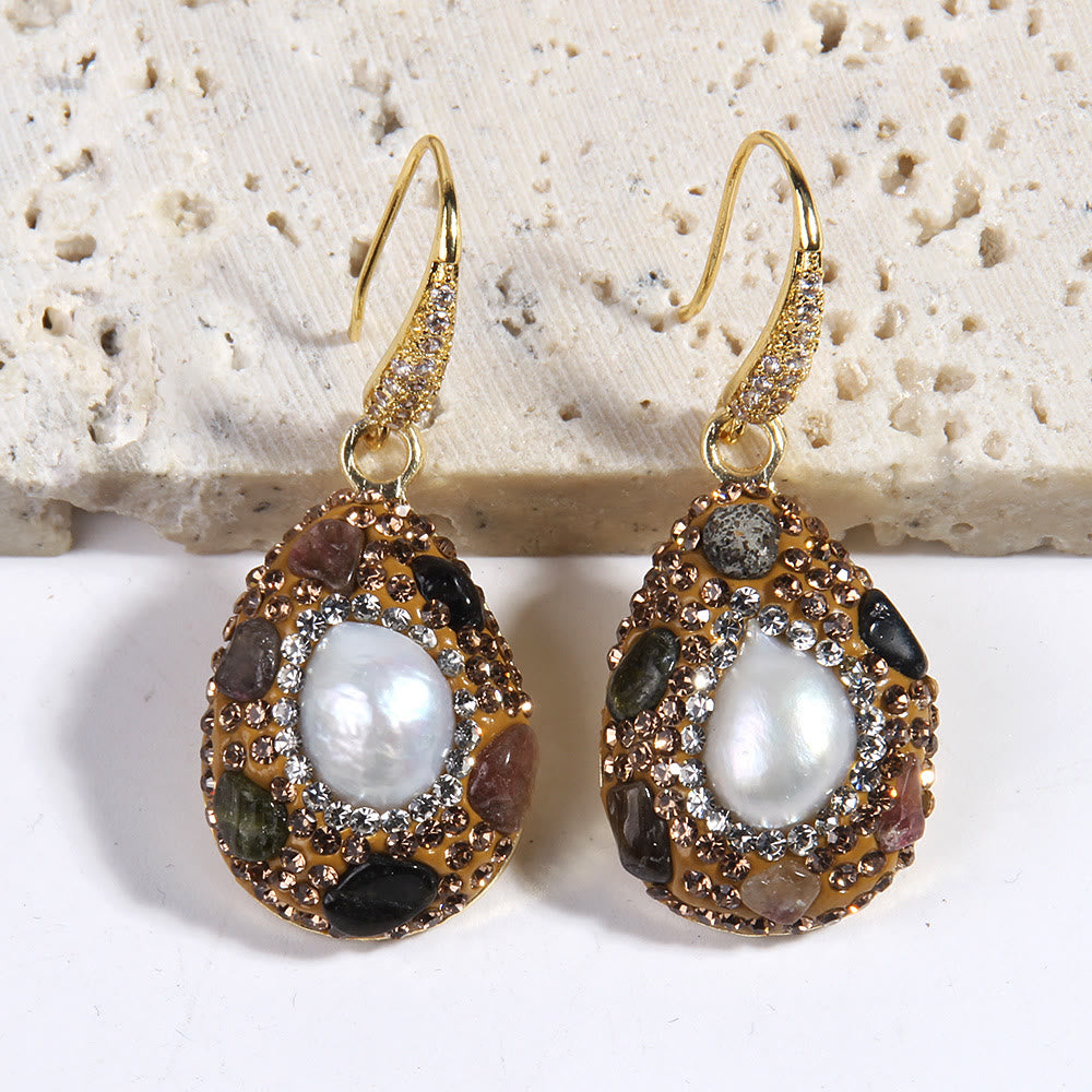 Ensemble de bijoux en perles d'eau douce morganite et tourmaline Olivenorma