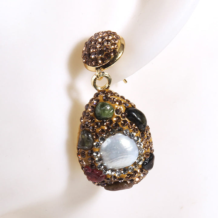 Ensemble de bijoux en perles d'eau douce morganite et tourmaline Olivenorma