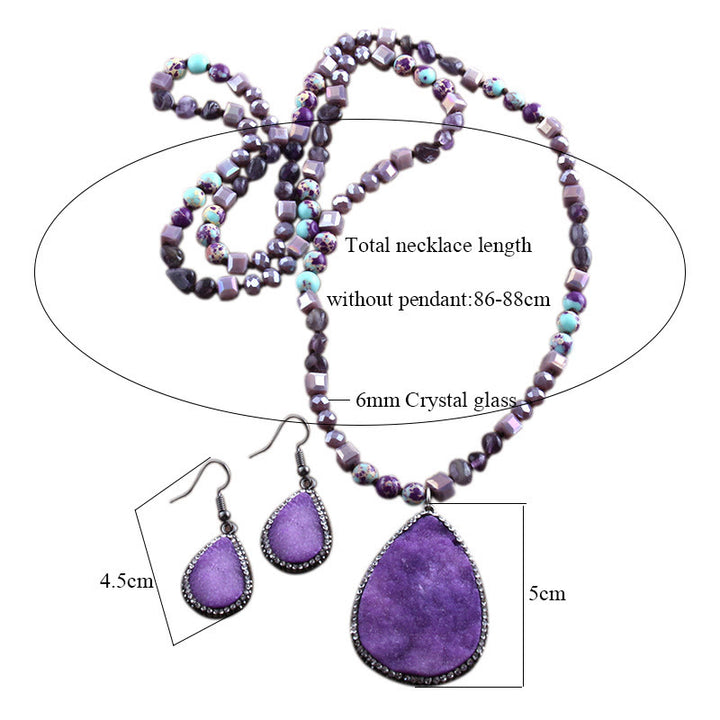 Ensemble de bijoux avec pendentif en grappe de perles en pierre brute Olivenorma