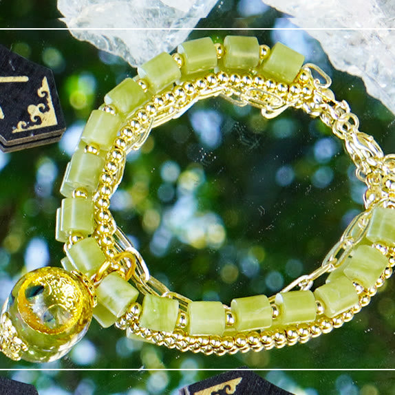 Bracelet ajustable Olivenorma en perles de péridot et arbre de vie