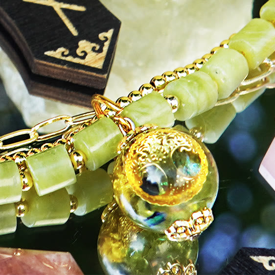 Bracelet ajustable Olivenorma en perles de péridot et arbre de vie