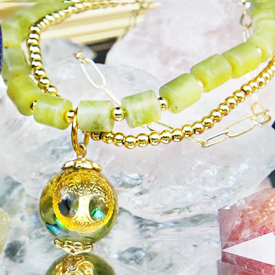 Bracelet ajustable Olivenorma en perles de péridot et arbre de vie