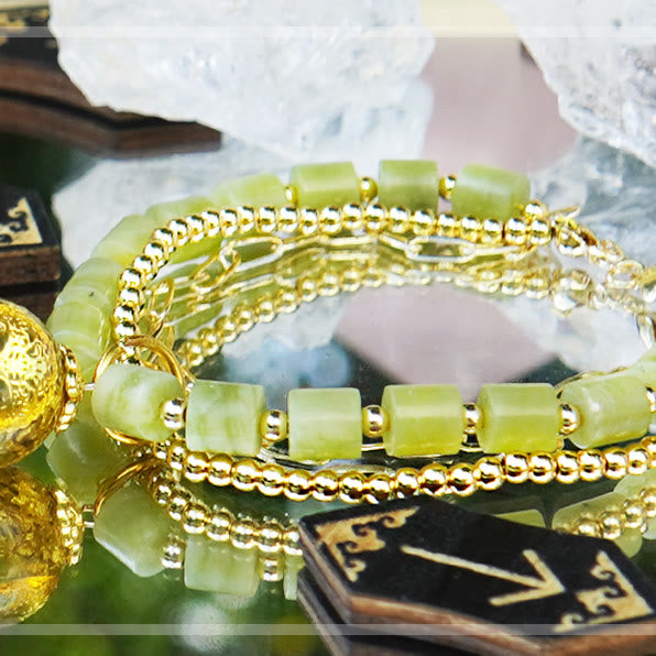 Bracelet ajustable Olivenorma en perles de péridot et arbre de vie