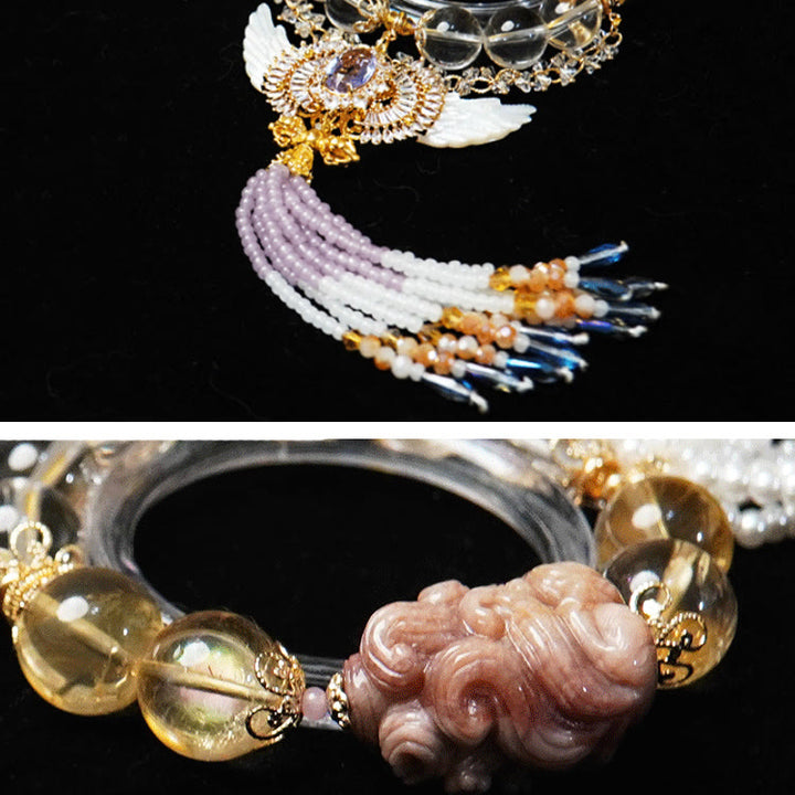 Bracelet à pampilles en cristal de citrine transparent « Ailes d'ange » Olivenorma