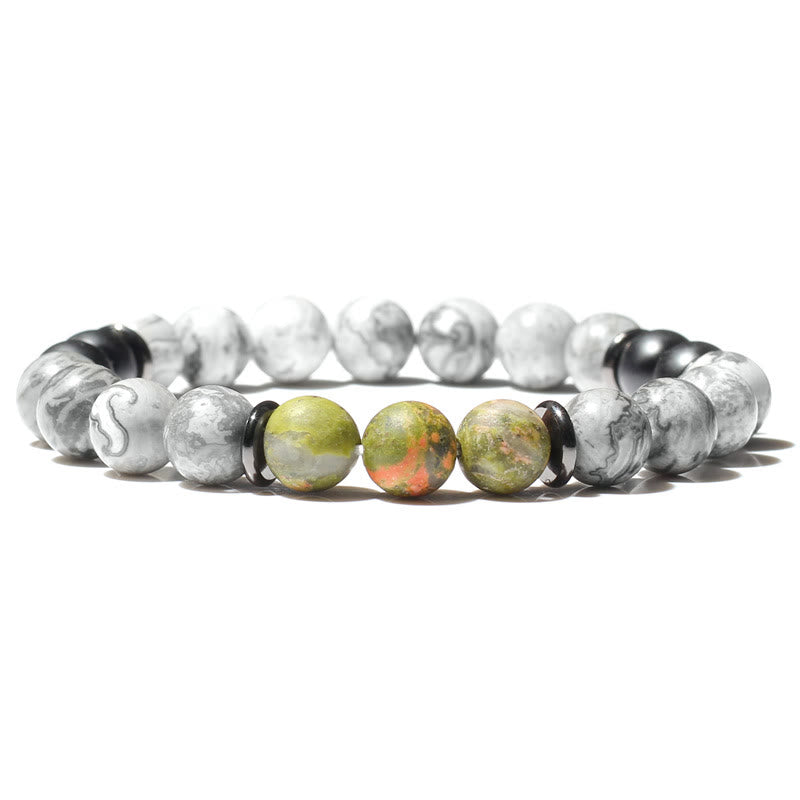 Bracelet en perles de jaspe gris naturel Olivenorma