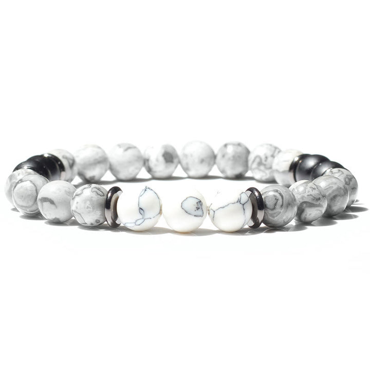 Bracelet en perles de jaspe gris naturel Olivenorma