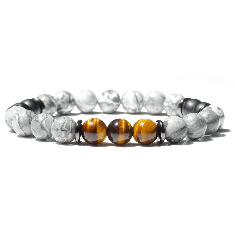 Bracelet en perles de jaspe gris naturel Olivenorma