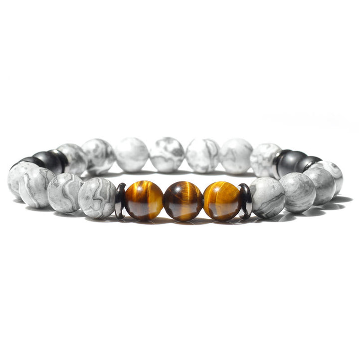 Bracelet en perles de jaspe gris naturel Olivenorma