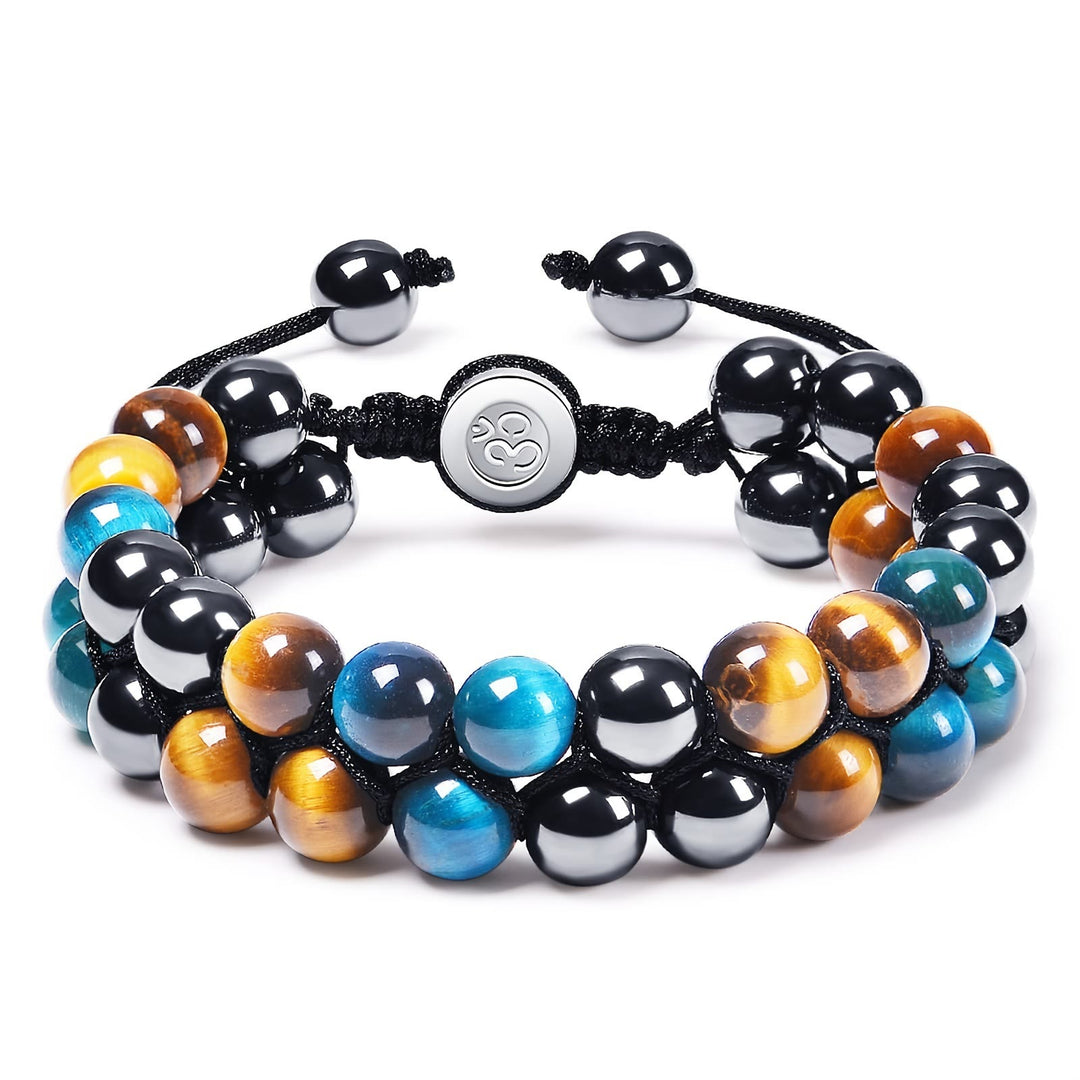 Olivenorma Bracelet Homme Perles Oeil de Tigre Bleu OM