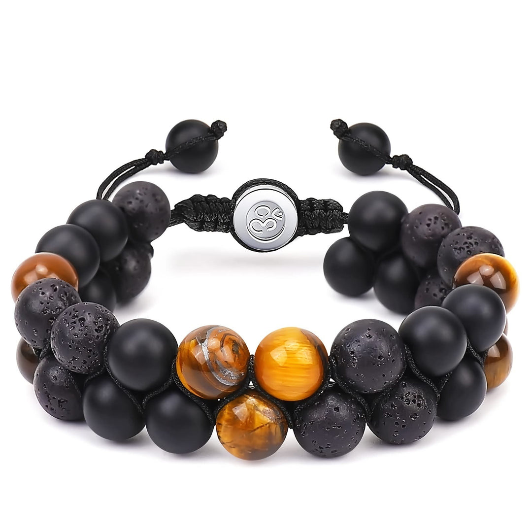 Olivenorma Bracelet Homme Perles Oeil de Tigre Bleu OM